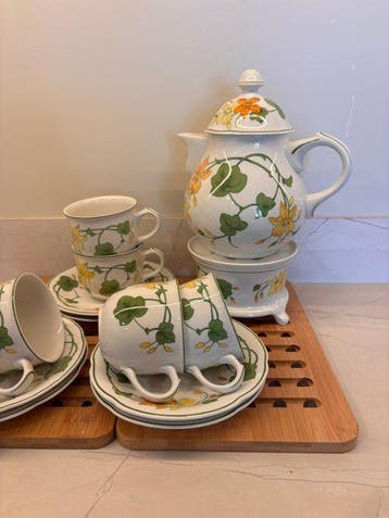 Villeroy & Boch - Theeservies (14) - Geranium - Porselein,