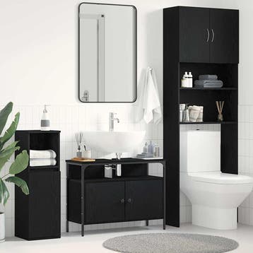 vidaXL Wastafel kabinet voor de badkamer Zwart eiken 80 x 30, Verzenden, Nieuw