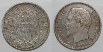 50 Centimes France Frankreich Km 794 50 Cent 1857 A Paris..., Verzenden, België