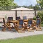 vidaXL 9-delige Tuinset massief acaciahout en textileen, Verzenden, Nieuw, Tuinset