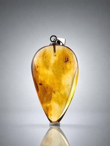 Zeer heldere Baltisch amber hanger – antieke gevleugelde