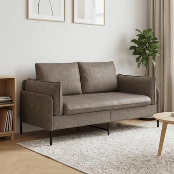 vidaXL 2-Zits Sofa Grijs 188 x 81 x 89 cm Kunstleer, Huis en Inrichting, Verzenden, Nieuw