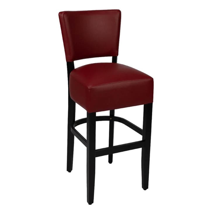 Barkruk | TARA | Kunstleer/Hout | Bordeaux | Wengé Frame |, Zakelijke goederen, Horeca | Keukenapparatuur, Nieuw in verpakking