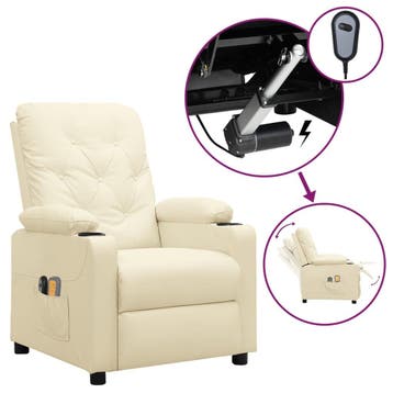 vidaXL Massagestoel elektrisch kunstleer crèmekleurig, Verzenden, Nieuw