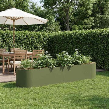 vidaXL Verhoogde Tuinbak Olijfgroen 220 x 40 x 40 cm Staal, Tuin en Terras, Verzenden, Nieuw