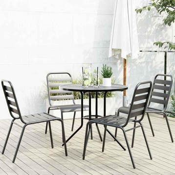 vidaXL 5-delige Tuinset stapelbaar gepoedercoat staal, Verzenden, Nieuw, Tuinset