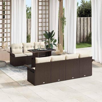 vidaXL Tuinbank Set 8 st Bruin [Synthetisch]: Poly Riet, Verzenden, Nieuw
