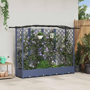 vidaXL Verhoogd Bed met Trellis en Dak Grijs 203,5 x 40 x, Verzenden, Nieuw