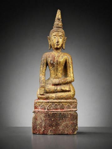 Bouddha - Folk art - 19th c. - Sculpture - Laos, Antiquités & Art