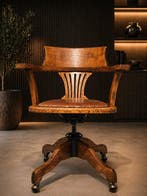 LONDON ANGUS - Bureaustoel - Hout, Gietijzer, Leder - Antiek, Antiek en Kunst