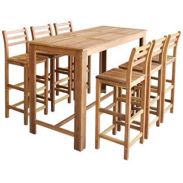 vidaXL 7-delige Bartafel en -stoelenset massief acaciahout, Verzenden, Nieuw