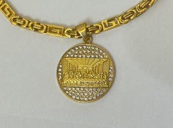Religieuze set met hanger Laatste Avondmaal en - 3-delige, Antiek en Kunst