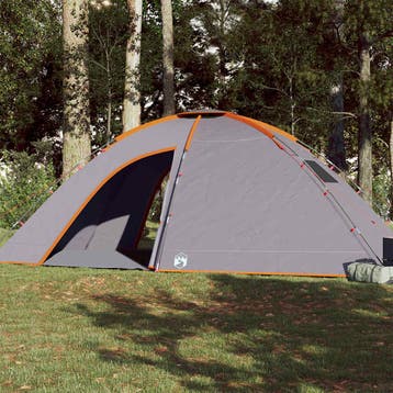 vidaXL Tent 8-persoons waterdicht grijs en oranje, Verzenden