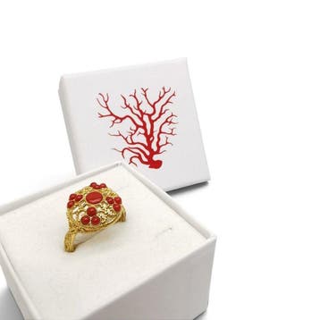 Corail - Argent 925 - Bague - Artisanat italien