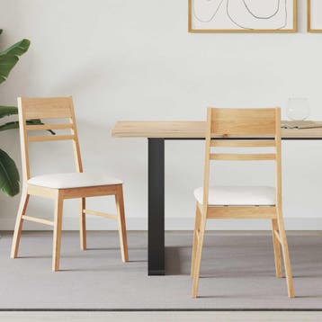 vidaXL Eetstoelen 2 st Massief Rubberhout Naturel 43 x 54 x, Verzenden, Nieuw