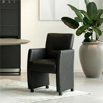 Set van 6 Leren eetkamerstoelen Pleasure - Toledo Nero, Ophalen of Verzenden