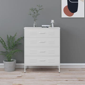 vidaXL Ladekast 80x35x101,5 cm staal wit, Verzenden, Nieuw
