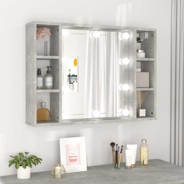 vidaXL Spiegelkast met LED-verlichting 76x15x55 cm, Huis en Inrichting, Kasten | Overige, Nieuw, Verzenden