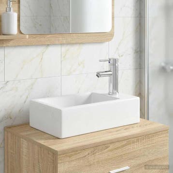 vidaXL Badkamer wastafel Chroom 45,5 x 25,5 x 13 cm Keramiek, Verzenden
