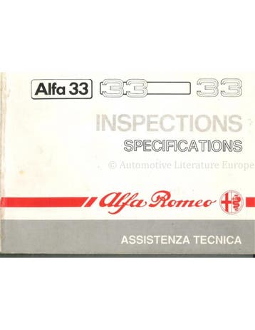 1983 - 1990 ALFA ROMEO 33 SPECIFICATIES VAN INSPECTIES