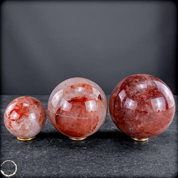 Vuurkwarts kogel-set – Drie gloeiende Unieke stukken zoals