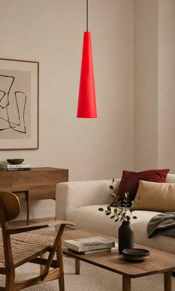 Vistosi - Lampe à suspendre - cône rouge - verre de Murano