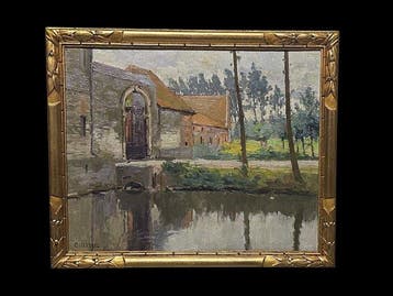 Constant Leemans (1871-1945) - Riviergezicht met historische