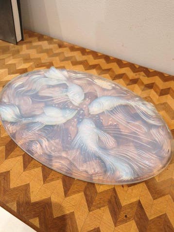 Verlys - Serveerschaal - Glas - Opalachtige plaat, Antiek en Kunst