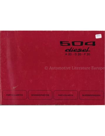 1975 PEUGEOT 504 BIJLAGE INSTRUCTIEBOEKJE, Ophalen of Verzenden