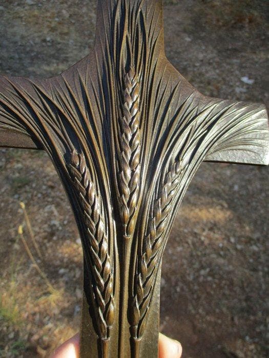 Art Deco Crucifix - Henry MIAULT. Kruis Bronze Art Déco,, Antiek en Kunst, Kunst | Designobjecten