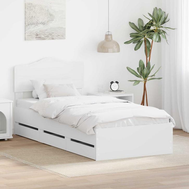 vidaXL Bedframe met lade met hoofdeinde Wit 90 x 200 cm, Maison & Meubles, Chambre à coucher | Lits, Envoi