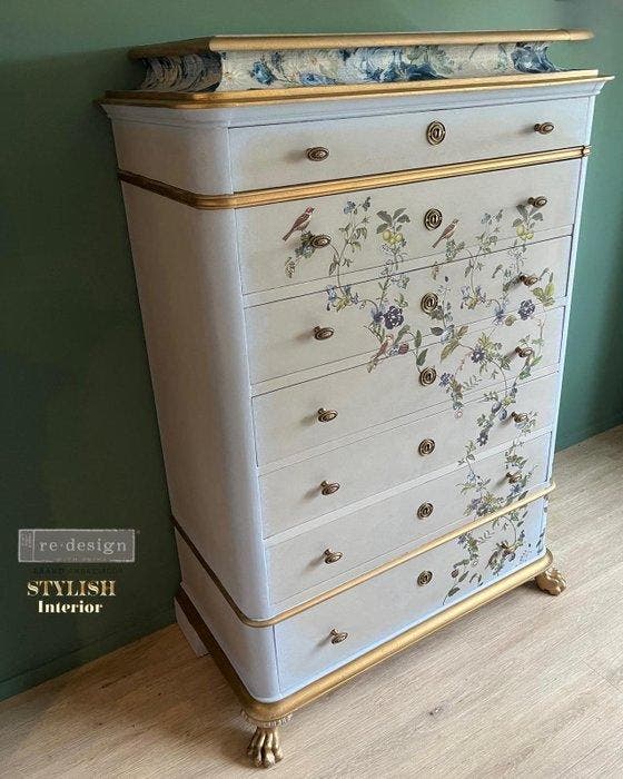 Stylish Interior - Commode - Bois - Meuble à tiroirs décoré, Antiquités & Art, Curiosités & Brocante