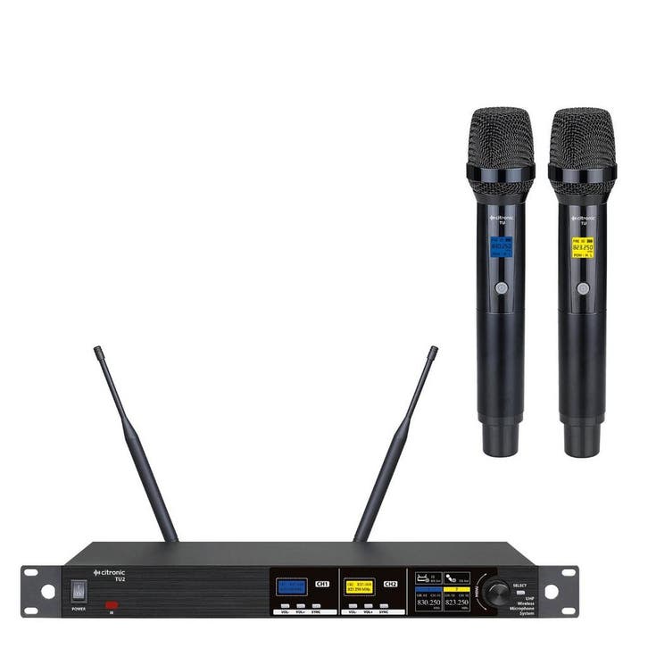 Citronic TU2-H Afstembaar UHF Draadloos Systeem 2x Hand, Musique & Instruments, Microphones