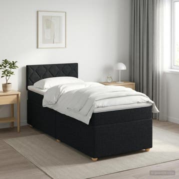 vidaXL Boxspringbed met matras met hoofdeinde Zwart 90 x 200, Verzenden