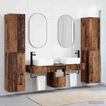 vidaXL Badkamermeubel Set 5 st Oud hout 33 x 34,5 x 160 cm, Verzenden