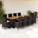 vidaXL 11-delige Tuinset met kussens poly rattan zwart, Verzenden, Nieuw, Tuinset