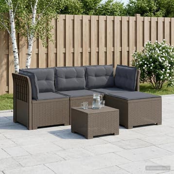 vidaXL 4-Zitter Tuin Sofa met Kussens Rattan Look PP, Verzenden, Nieuw
