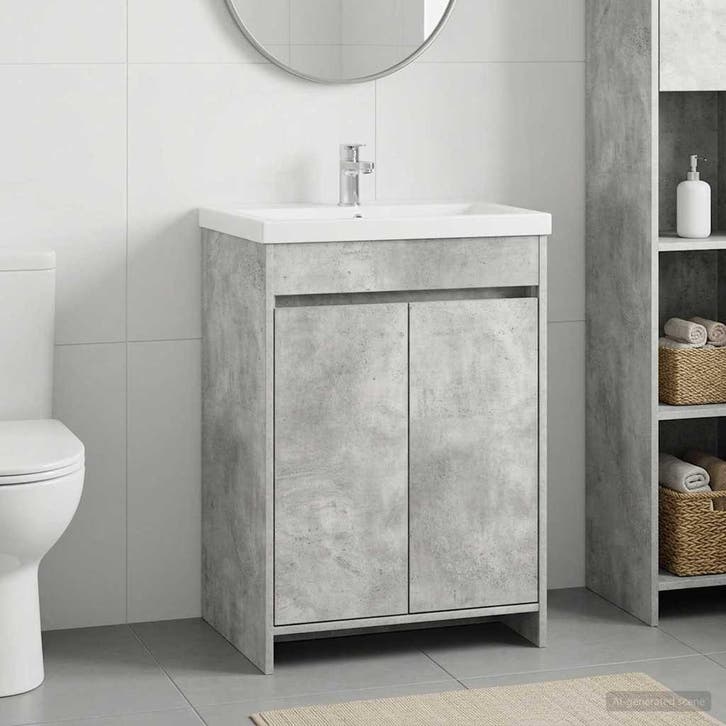 vidaXL Badkamer Onder Het Wastafel Kast Betongrijs 56 x 37,5, Huis en Inrichting, Tafels | Kaptafels, Nieuw, Verzenden