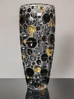 Vaas - Kristal, Goud, Emaille - Gouden Zwarte Kristallen