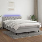 vidaXL Boxspring met matras en LED stof lichtgrijs 140x200, Verzenden, Nieuw