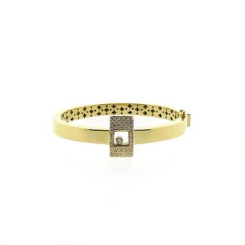 Gouden slavenarmband met diamanten; Maat S/M, Gebruikt, Ophalen of Verzenden, Met edelsteen, Goud