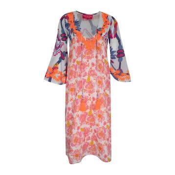 Place du Soleil • fleurige midi jurk • XS, Kleding | Dames, Verzenden, Place du Soleil, Maat 42/44 (L), Nieuw