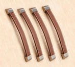 Set van 4 leren handgrepen (192 mm, bruin, eindstuk metaal), Doe-het-zelf en Bouw, Verzenden, Nieuw