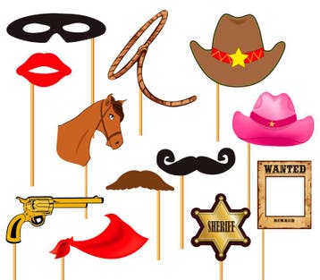 Photobooth Cowboy 12 delig, Hobby en Vrije tijd, Feestartikelen, Verzenden, Nieuw