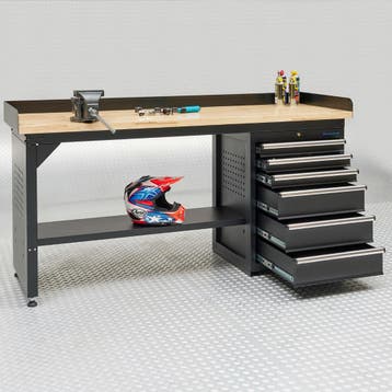 Datona Werkbank PRO met eiken werkblad en 6 lades - 200 cm, Ophalen of Verzenden, Nieuw