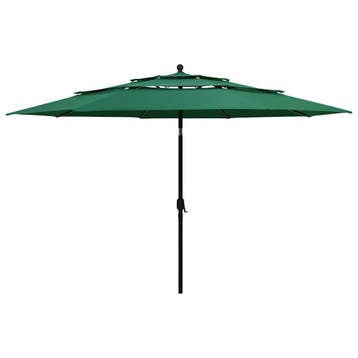vidaXL Parasol 3-laags met aluminium paal 3,5 m groen, Verzenden