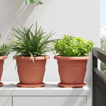 vidaXL Plantenpotten 24 st Baksteenrood Ø 22 x 18 cm, Verzenden