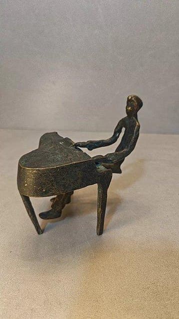 Beeld, Pianist - 11 cm - Brons, Antiek en Kunst