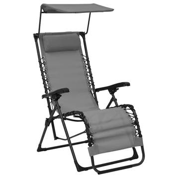 vidaXL Terrasstoel inklapbaar textileen grijs, Tuin en Terras, Verzenden, Nieuw