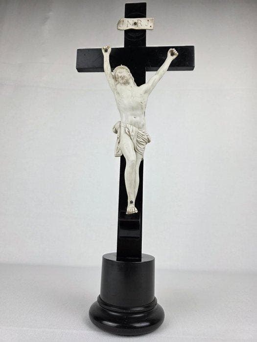 Crucifix - Hout, Koekje - 1800-1850 - Grote altaarkruis - 45, Antiek en Kunst, Kunst | Niet-Westerse kunst